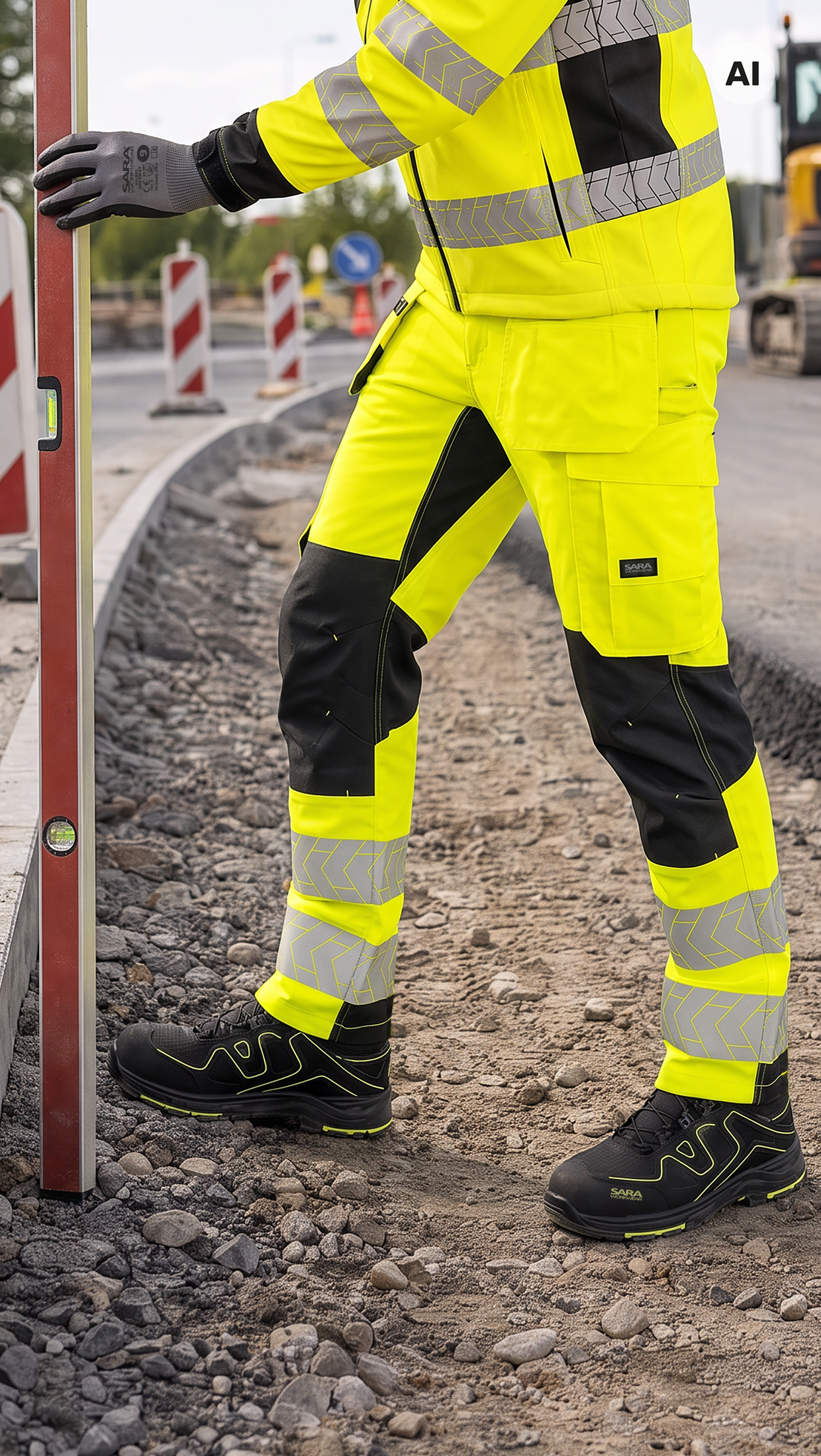 Hose mit zusätzlichen Taschen MONTER HI-VIS