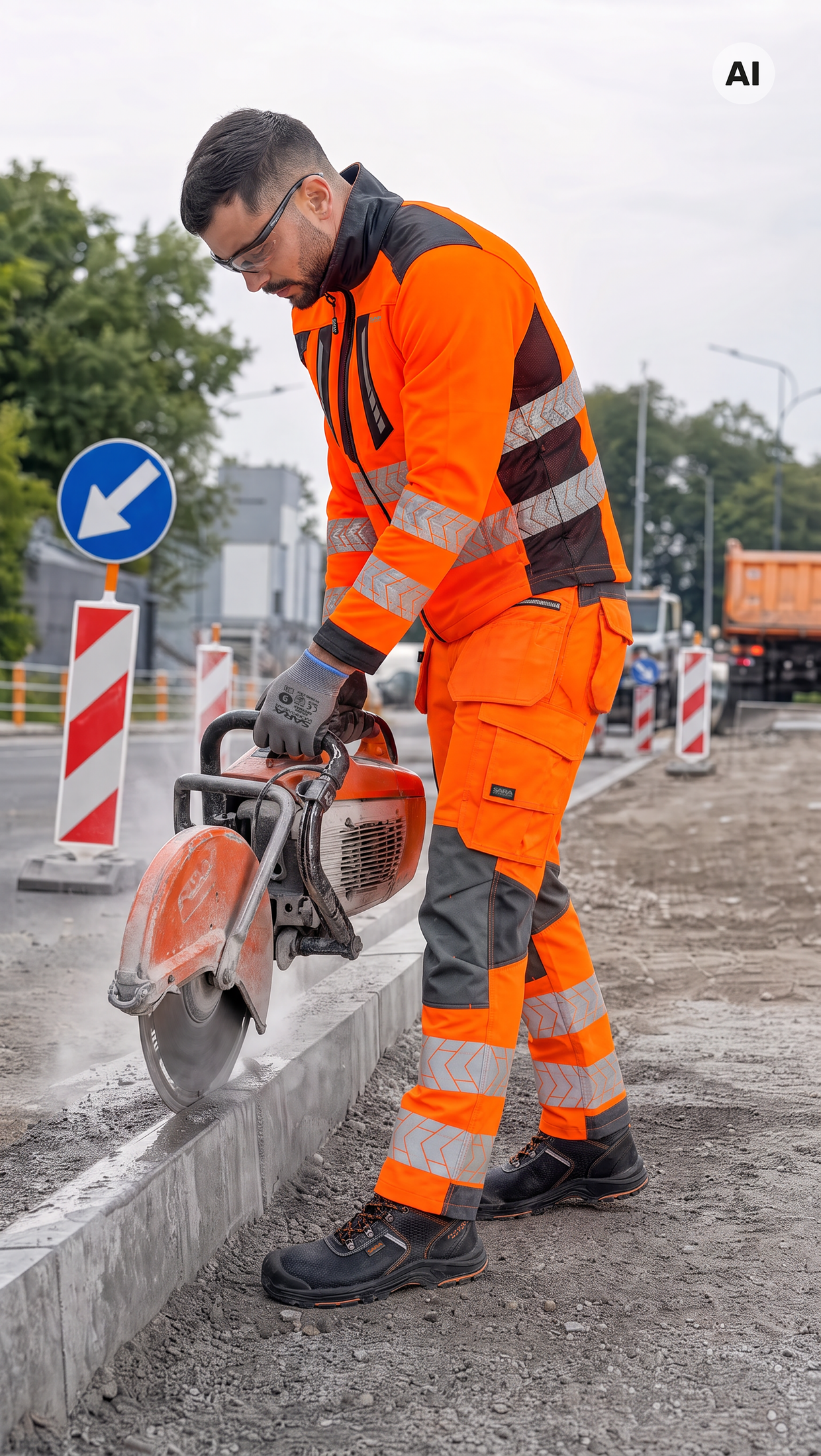 Hose mit zusätzlichen Taschen MONTER HI-VIS